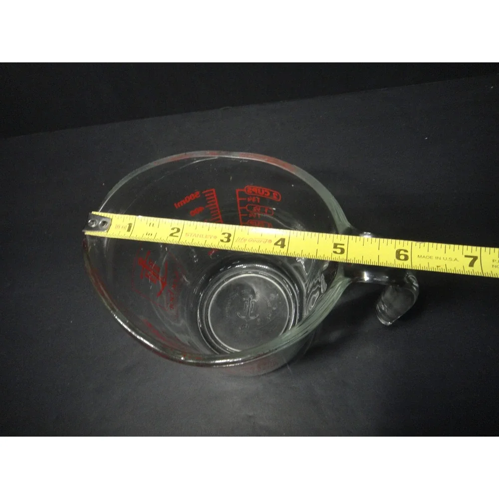 Anchor Hocking 2 Cup Glass Measuring Cup Red Markings 16oz 500ml Made in USA VTG